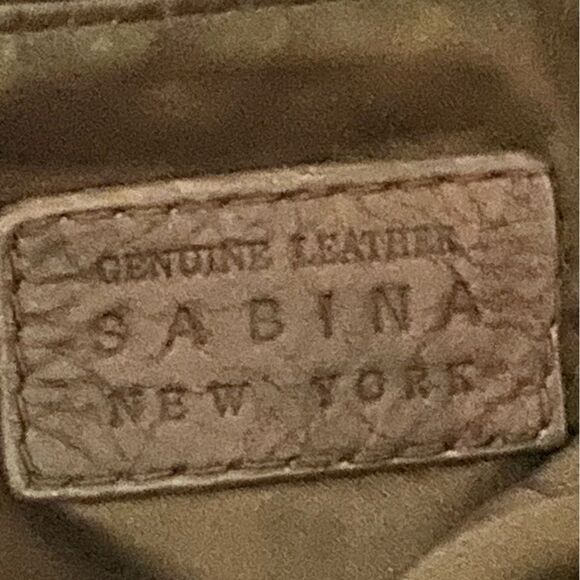 Sabina New York - Large Brown Plated Slouchy Boho Shoulder Leather Bag Coquillle - Picture 7 of 11